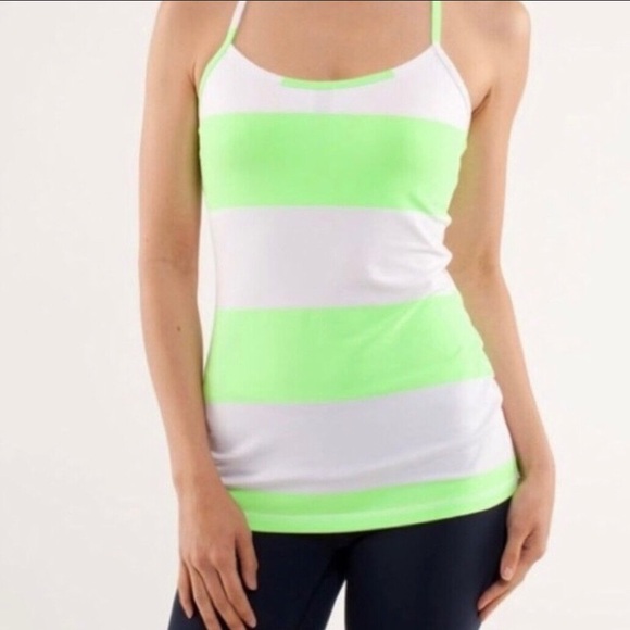 Lululemon Power Y tank size 4 bold stripe zippy green workout gym yoga - Picture 3 of 11